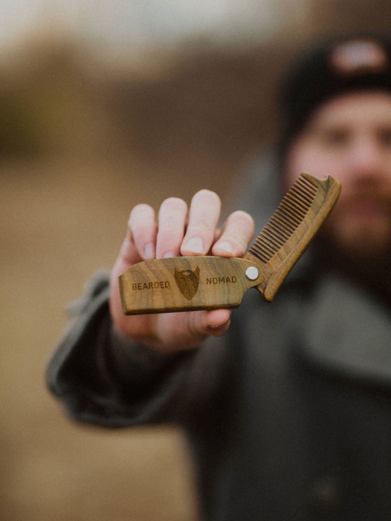 Folding Beard Comb, Wooden Folding Comb