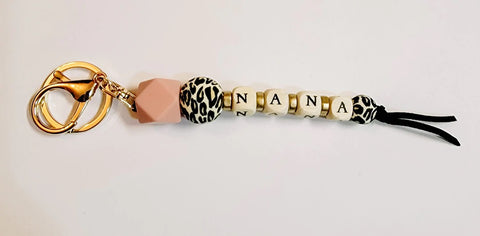 Leopard Print and Blush Pink Name Keychains