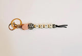 Leopard Print and Blush Pink Name Keychains